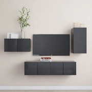 vidaXL 4 pcs conjunto de móveis de TV contraplacado cinzento