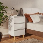 vidaXL Mesa cabeceira c/ pernas madeira 40x35x69 cm branco brilhante