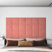 Painel de parede 12 pcs 30x30 cm veludo 1,08 m² rosa