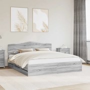 vidaXL Estrutura da Cama com gaveta Cinza Sonoma 200 x 200 cm