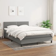 vidaXL Cama com molas/colchão 140x200 cm tecido cinzento-escuro