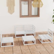 vidaXL 5 pcs conjunto lounge de jardim pinho maciço branco