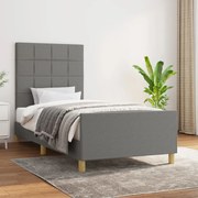 Estrutura de cama sem colchão 100x200 cm tecido cinzento-escuro