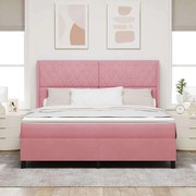 Cama Box Spring com Colchão Rosa 180x200 cm Veludo