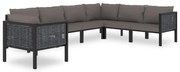 vidaXL 7 pcs conjunto lounge de jardim c/ almofadões vime PE antracite