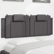 vidaXL Almofadão de cabeceira 120 cm couro artificial cinzento