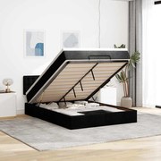 Cama otomana com colchão 140x200 cm tecido preto