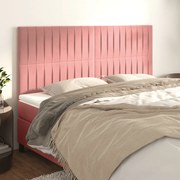 vidaXL Cabeceira Rosa 160x5x118/128 cm Veludo