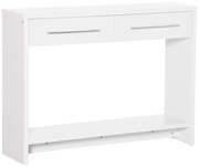 HOMCOM Mesa Consola com 2 Gavetas Prateleira de Armazenamento Móvel de Entrada Estilo Moderno Carga 50kg 101,6x28x76,2cm Branco | Aosom Portugal