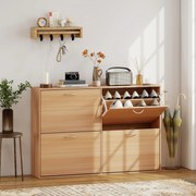 Sapateira Moderna com 4 Gavetas Abatíveis e Prateleiras Ajustáveis para 16-24 Pares de Sapatos 120x24x81 cm Madeira