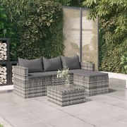 vidaXL 3 pcs conjunto lounge de jardim c/ almofadões vime PE cinzento