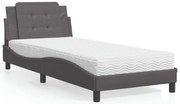 Cama com colchão 90x200 cm couro artificial cinzento