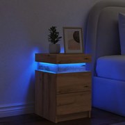 vidaXL Mesa de cabeceira c/ LED derivados madeira carvalho artisiano