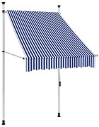 Toldo retrátil manual 100 cm riscas azuis e brancas