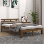 Estrutura de cama 140x190 cm madeira maciça castanho-mel