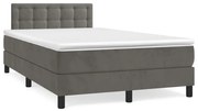 Cama box spring colchão LED 120x190cm couro artif. cinza-escuro