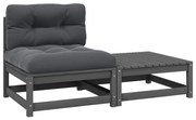 vidaXL 2 pcs conj. lounge de jardim c/ almofadões pinho maciço cinza