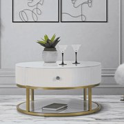 MESA DE CENTRO MONTPELLIER Ø 75X36 CM CREME, DOURADO, BRANCO