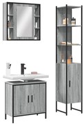 vidaXL 3 pcs conjunto móveis WC derivados de madeira cinzento sonoma