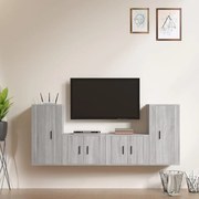 vidaXL Conjunto móveis de TV 4 pcs madeira processada sonoma cinza