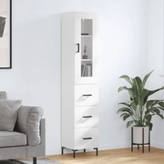 Armário Alto com 3 Gavetas e Vitrine Brenna de 180 cm - Branco Brilhan