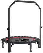 SPORTNOW Trampolim de Fitness Ø102 cm Dobrável com Guiador Ajustável de 4 Níveis e Bandas para Treino de Pernas e Corpo Vermelho | Aosom Portugal