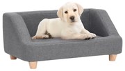 vidaXL Sofá para cães 95x63x39 cm linho cinzento