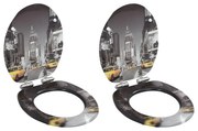vidaXL Assentos sanita 2 pcs tampas fecho suave MDF design Nova Iorque