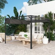 Pérgola de Jardim de Alumínio 3x3 m com Teto Retrátil e Lateral Enrolável UPF30+ Pérgola para Exterior Cinza