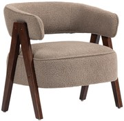 HOMCOM Poltrona de Sala de Estar Estofada em Borreguito Poltrona de Leitura  Moderna com Encosto Curvo 70x64x71 cm Marrom Claro | Aosom Portugal