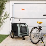 vidaXL Reboque bicicleta p/ animais tecido oxford/ferro preto e cinza