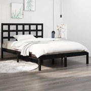 Estrutura de cama 140x190 cm madeira maciça preto