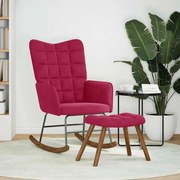 vidaXL Cadeira de baloiço com banco veludo vermelho tinto