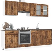 vidaXL 8 peças armário de cozinha conjunto Lucca carvalho fumado