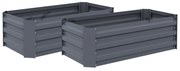 Outsunny Lote de 2 Canteiros de Jardim Dimensão 100x50x30 cm Chapa de Aço Ondulada Cinza | Aosom Portugal