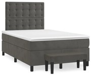 vidaXL Cama boxspring com colchão 120x190 cm veludo cinzento-escuro