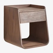 Mesinha De Cabeceira Flutuante 35x35 Cm Em Madeira De Acácia Berigem Castanho-acácia Escuro - Sklum