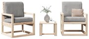 vidaXL 3 pcs conjunto lounge de jardim madeira de pinho maciça