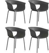 Outsunny Conjunto 4 Cadeiras de Exterior Modernas com Encosto Perfurado, em Metal e Poliéster, 61x51x74 cm, Cinza Escuro | Aosom Portugal