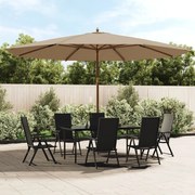 vidaXL Guarda-sol jardim c/ poste madeira 400x273 cm cinza-acastanhado