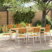 Conjunto de Jantar de Jardim vidaXL 9 Peças de Madeira Sólida de Acácia