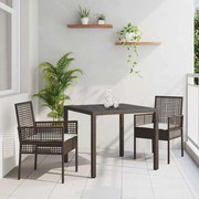 vidaXL Conjunto de Jantar para Jardim 3 pcs Castanho 90 x 90 x 75 cm