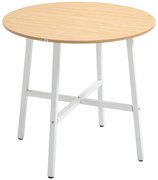 HOMCOM Mesa de Sala de Jantar Redonda para 4 Pessoas Mesa de Cozinha Moderna com Pés de Aço Ø80x76 cm Madeira e Branco | Aosom Portugal