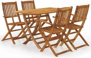 vidaXL 5 pcs conjunto dobrável de jantar p/ jardim acácia maciça