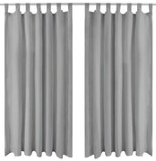 Cortinas de cetim com presilhas 2 pcs 140x225 cm cinzento
