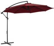 Outsunny Chapéu de Sol Jardim Ø295x245 cm Excêntrico Inclinável Manivela Base Cruzada Resistente UV Vinho | Aosom Portugal