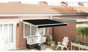 vidaXL Toldo Retrátil Preto 350 x 250 cm tecido