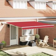 vidaXL Toldo Retrátil Manual Vermelho 400 × 300 cm Tecido e Aço