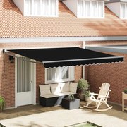 vidaXL Toldo Retrátil Manual Preto 400 × 300 cm Poliéster e Alumínio