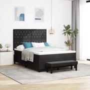vidaXL Cama Box com Colchão &amp; Banco Preto 140x190 cm Veludo